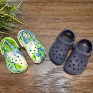 Crocs Bundle of 2 Baby Size C7 Blue Marble Lightweight Comfort Slip On Shoes